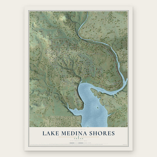 Lake Medina Shores, Texas map print, the full design