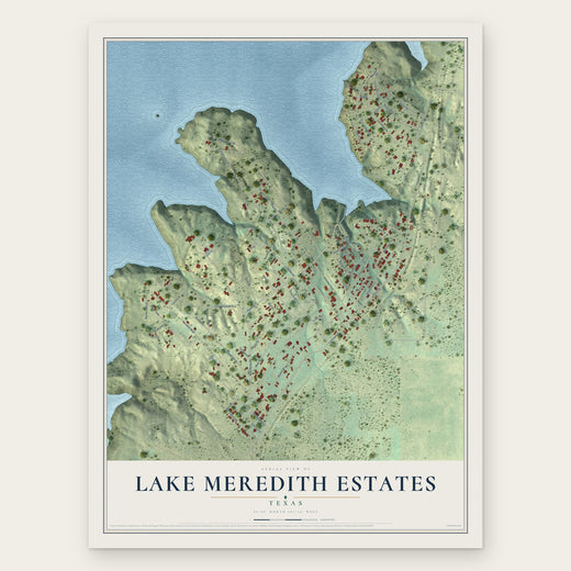 Lake Meredith Estates, Texas map print, the full design