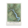 Map of Lake Tanglewood, Texas, 12 x 18 inch unframed archival matte print