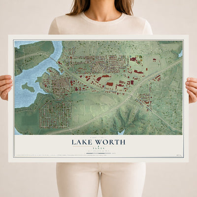 Map of Lake Worth, Texas, 18 x 24 inch unframed archival matte print