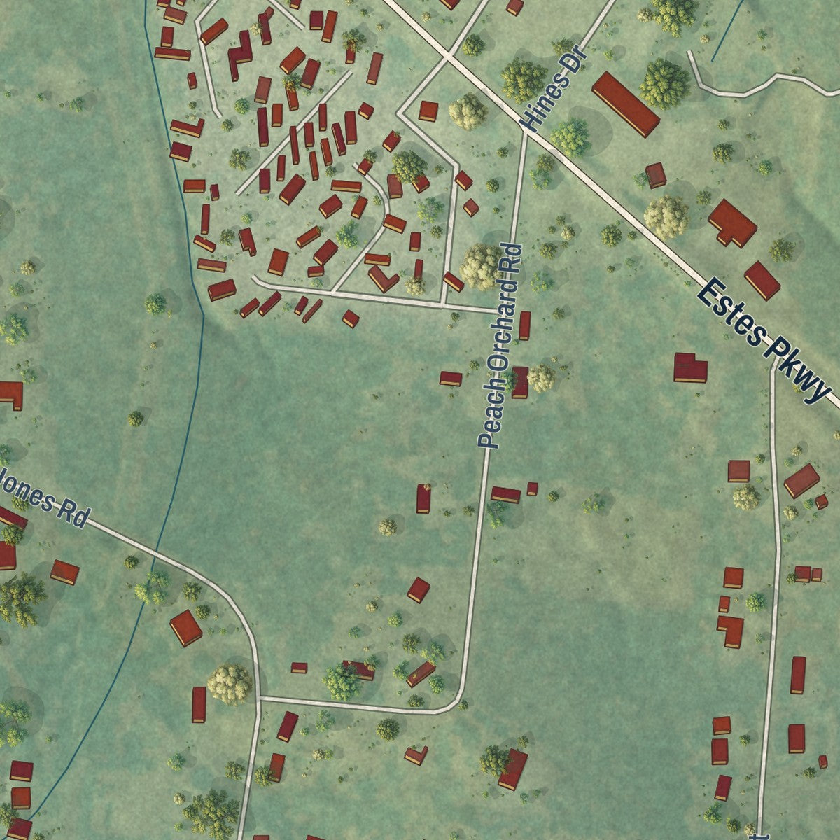 Second close-up of the map of Lakeport, Texas print showing more streets and buildings