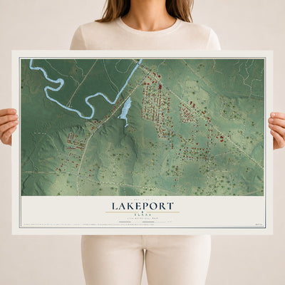 Map of Lakeport, Texas, 18 x 24 inch unframed archival matte print
