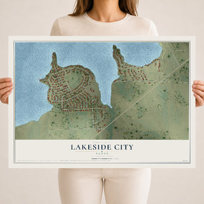 Map of Lakeside City, Texas, 18 x 24 inch unframed archival matte print