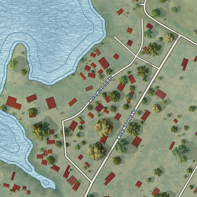 Second close-up of the map of Lakeside, San Patricio County, Texas print showing more streets and buildings