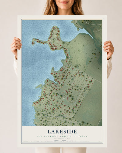 Map of Lakeside, San Patricio County, Texas, 24 x 36 inch unframed archival matte print