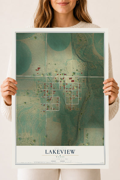 Map of Lakeview, Texas, 18 x 24 inch unframed archival matte print