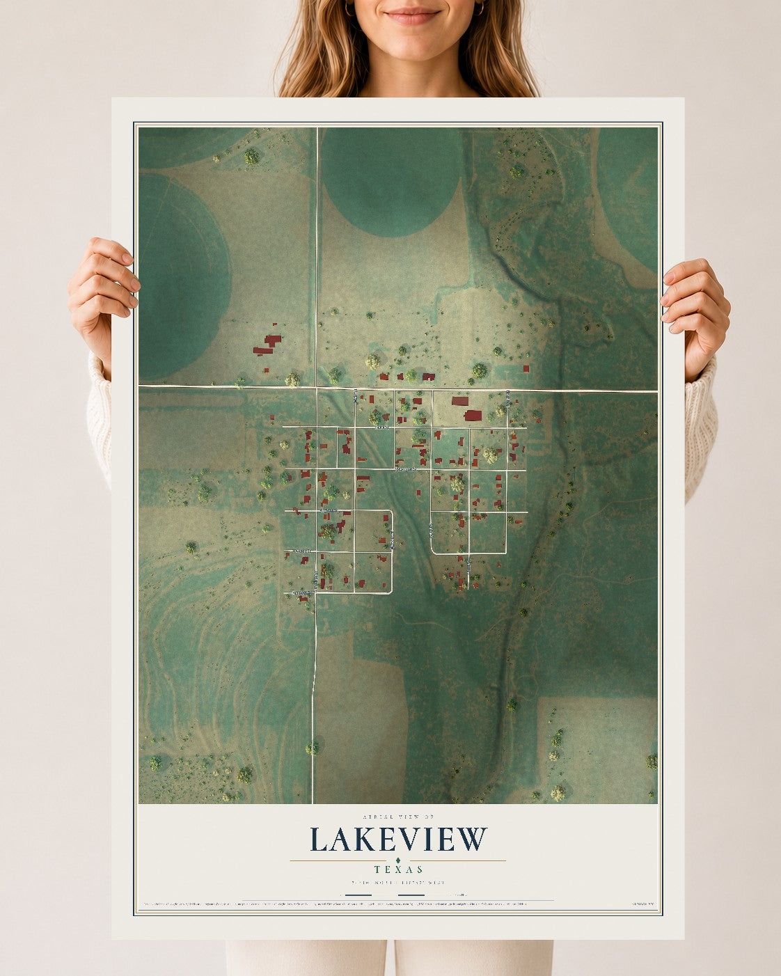 Map of Lakeview, Texas, 24 x 36 inch unframed archival matte print