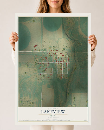 Map of Lakeview, Texas, 24 x 36 inch unframed archival matte print