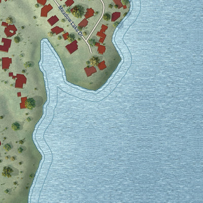 Second close-up of the map of Lakewood Village, Texas print showing more streets and buildings