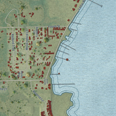 Close-up of the map of Lamar, Texas print showing street and building detail