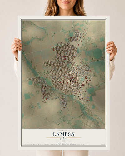 Map of Lamesa, Texas, 24 x 36 inch unframed archival matte print