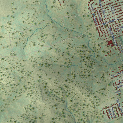 Second close-up of the map of Lampasas, Texas print showing more streets and buildings