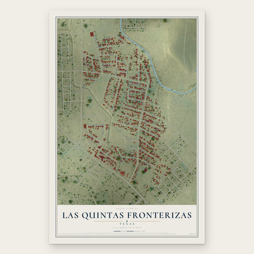 Las Quintas Fronterizas, Texas map print, the full design