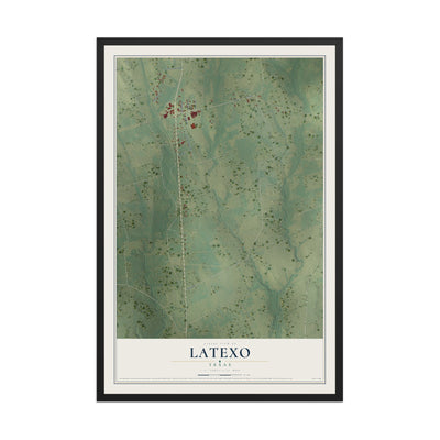 Map of Latexo, Texas, 12 x 18 inch print in a black wood frame