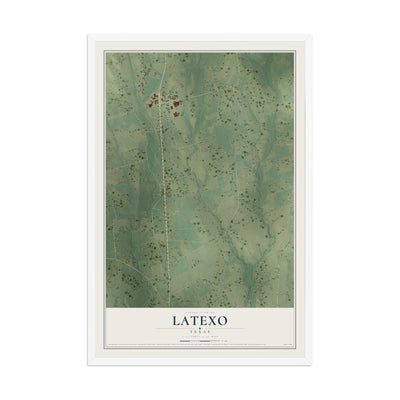 Map of Latexo, Texas, 12 x 18 inch print in a white wood frame