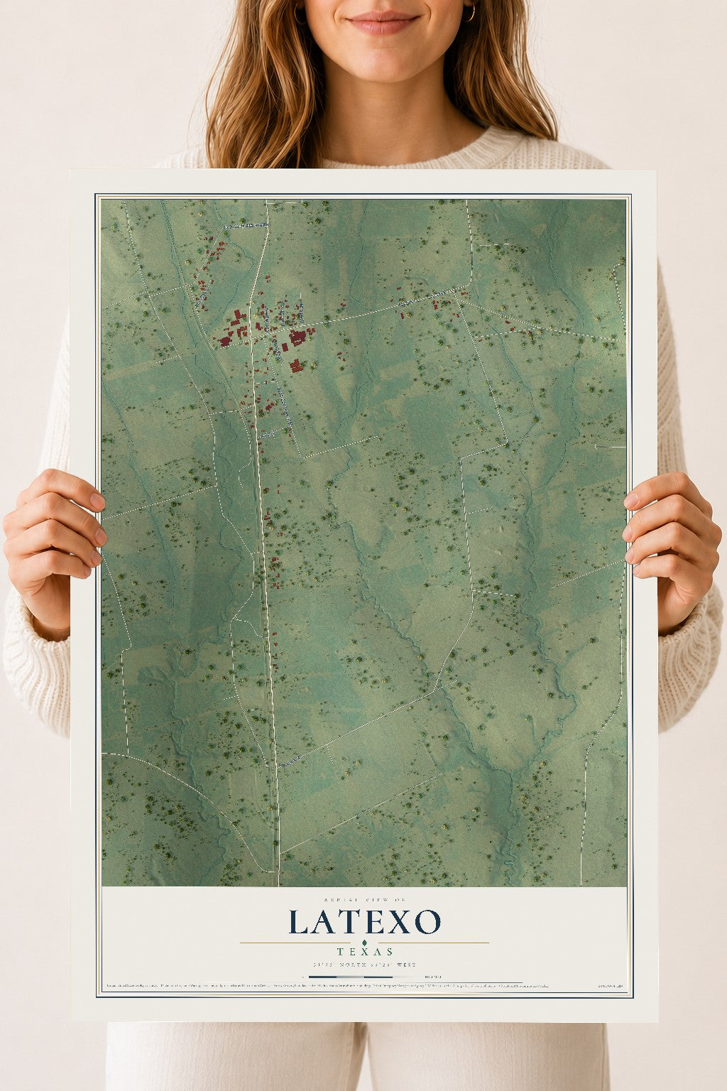 Map of Latexo, Texas, 18 x 24 inch unframed archival matte print