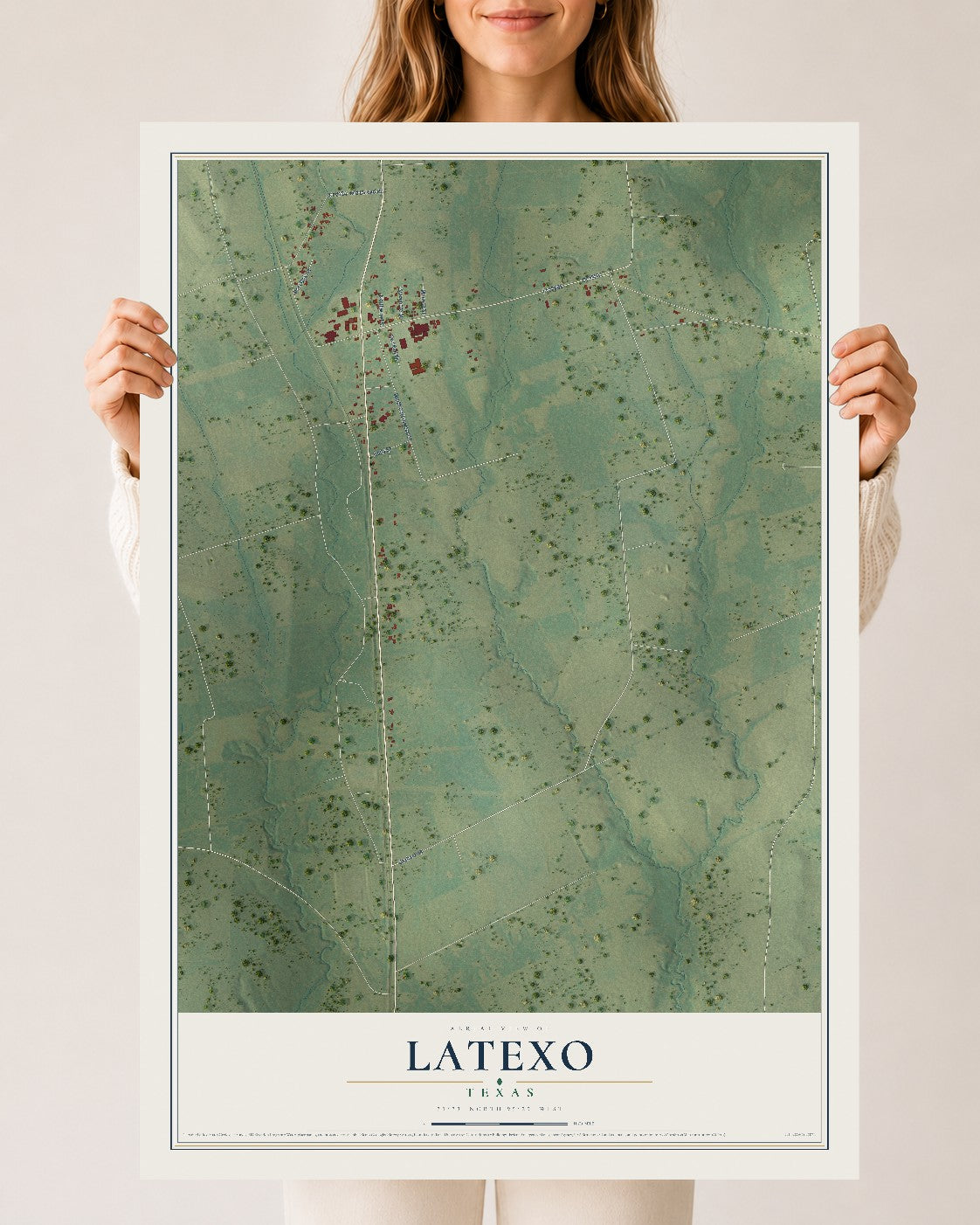 Map of Latexo, Texas, 24 x 36 inch unframed archival matte print