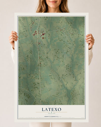 Map of Latexo, Texas, 24 x 36 inch unframed archival matte print