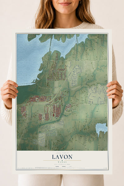 Map of Lavon, Texas, 18 x 24 inch unframed archival matte print