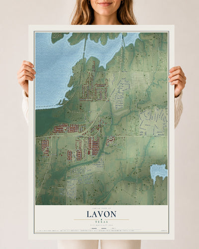 Map of Lavon, Texas, 24 x 36 inch unframed archival matte print