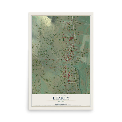 Map of Leakey, Texas, 12 x 18 inch unframed archival matte print
