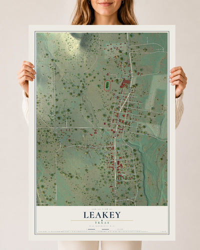 Map of Leakey, Texas, 24 x 36 inch unframed archival matte print
