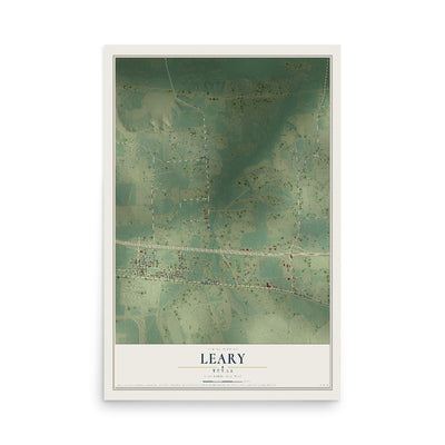 Map of Leary, Texas, 12 x 18 inch unframed archival matte print
