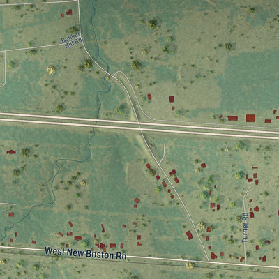 Second close-up of the map of Leary, Texas print showing more streets and buildings