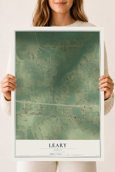 Map of Leary, Texas, 18 x 24 inch unframed archival matte print