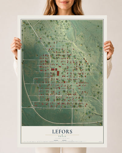 Map of Lefors, Texas, 24 x 36 inch unframed archival matte print