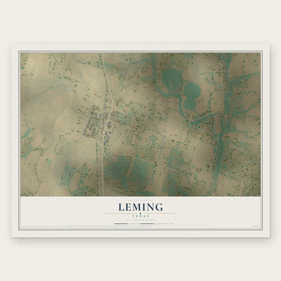 Leming, Texas map print, the full design