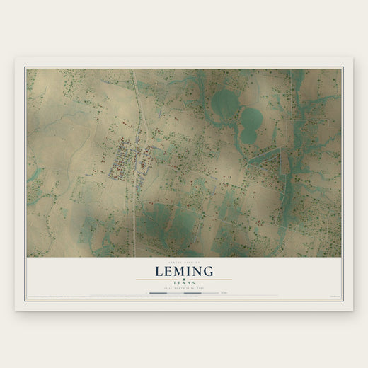 Leming, Texas map print, the full design