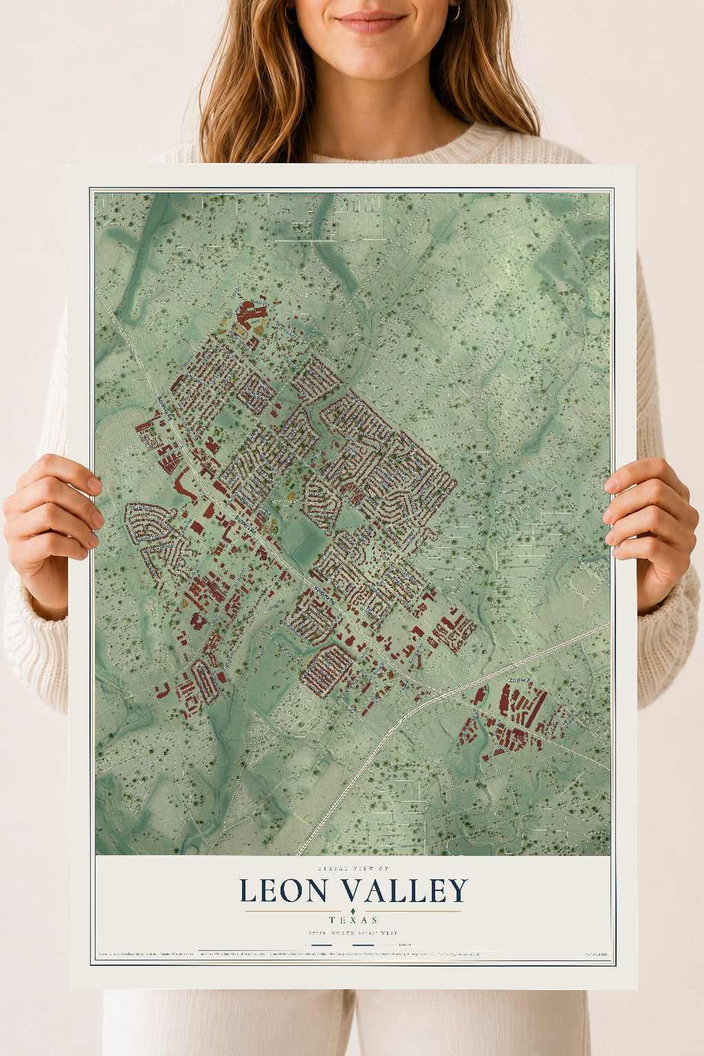 Map of Leon Valley, Texas, 18 x 24 inch unframed archival matte print