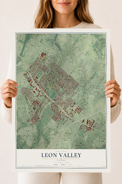 Map of Leon Valley, Texas, 18 x 24 inch unframed archival matte print