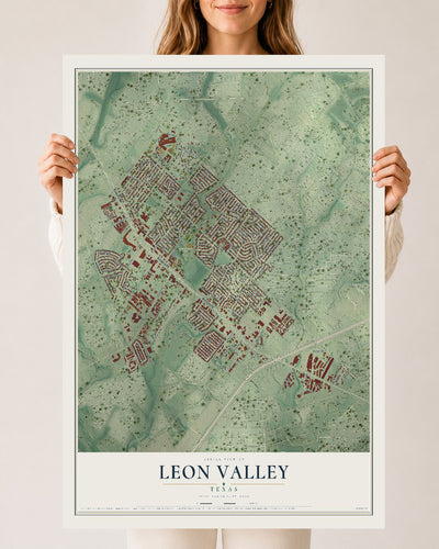 Map of Leon Valley, Texas, 24 x 36 inch unframed archival matte print