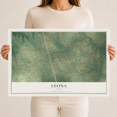 Map of Leona, Texas, 12 x 18 inch unframed archival matte print