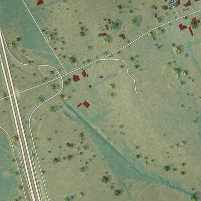Close-up of the map of Leona, Texas print showing street and building detail