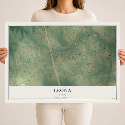 Map of Leona, Texas, 18 x 24 inch unframed archival matte print