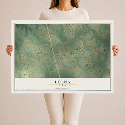 Map of Leona, Texas, 24 x 36 inch unframed archival matte print