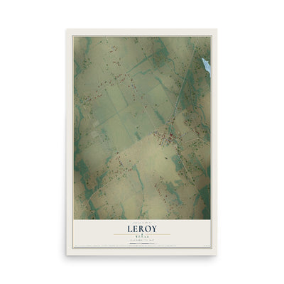Map of Leroy, Texas, 12 x 18 inch unframed archival matte print