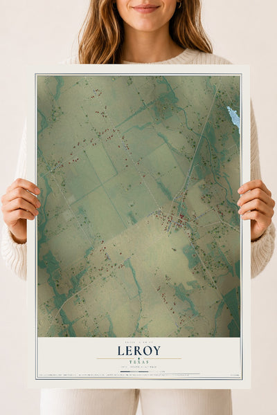 Map of Leroy, Texas, 18 x 24 inch unframed archival matte print