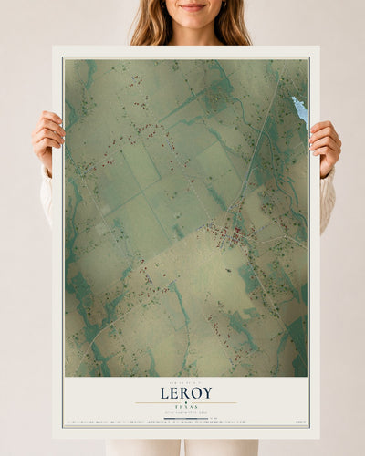 Map of Leroy, Texas, 24 x 36 inch unframed archival matte print