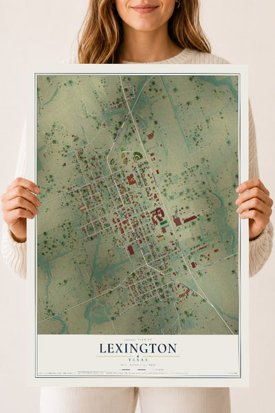 Map of Lexington, Texas, 18 x 24 inch unframed archival matte print