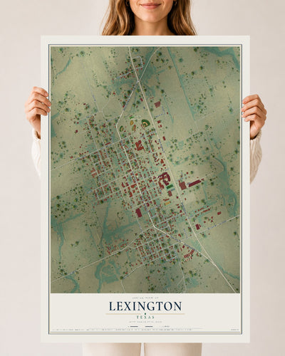 Map of Lexington, Texas, 24 x 36 inch unframed archival matte print
