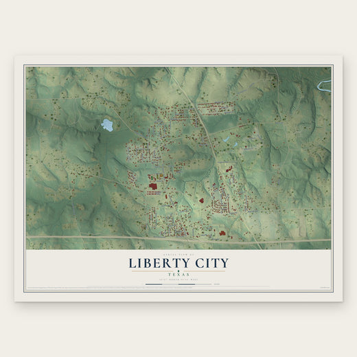 Liberty City, Texas map print, the full design