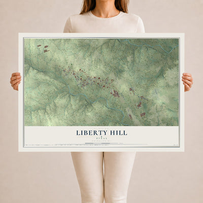 Map of Liberty Hill, Texas, 24 x 36 inch unframed archival matte print