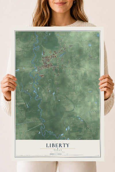 Map of Liberty, Texas, 18 x 24 inch unframed archival matte print