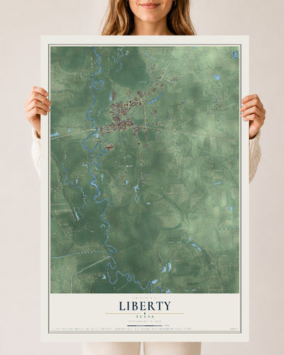 Map of Liberty, Texas, 24 x 36 inch unframed archival matte print