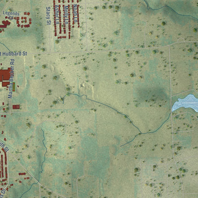 Second close-up of the map of Lindale, Texas print showing more streets and buildings