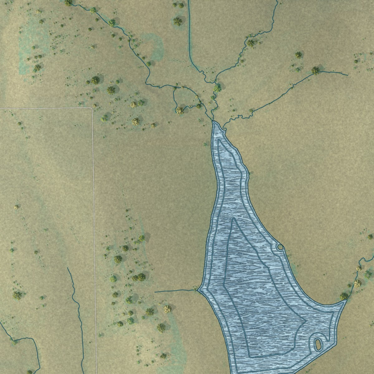 Second close-up of the map of Lindsay, Texas print showing more streets and buildings
